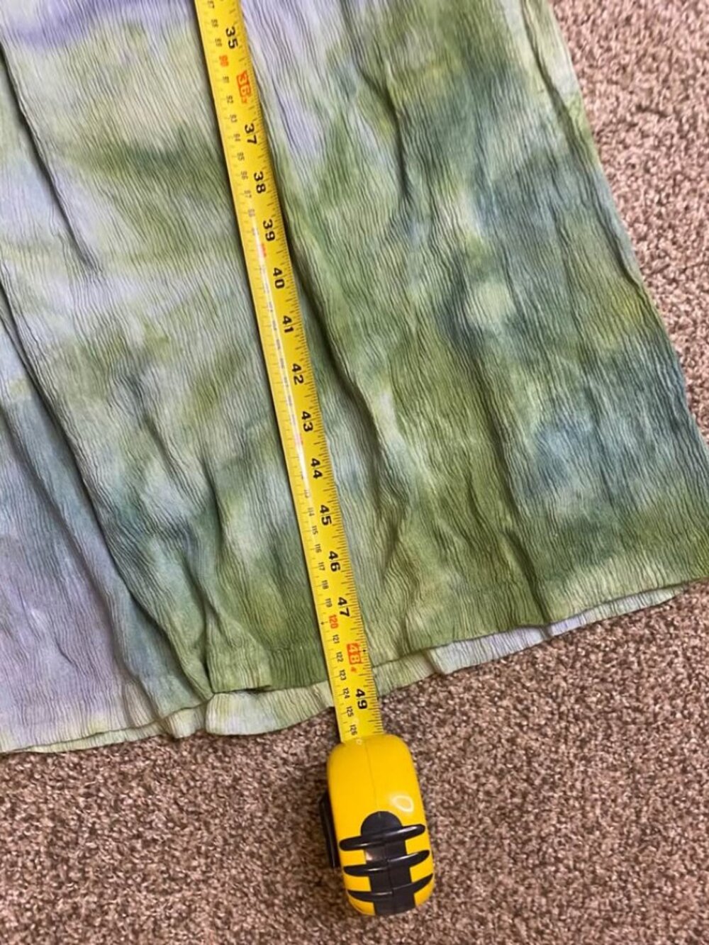 Rare Barbara Lesser Tie-Dye Maxi Dress Made in USA Green Blue Cotton Rayon Women - Picture 6 of 7